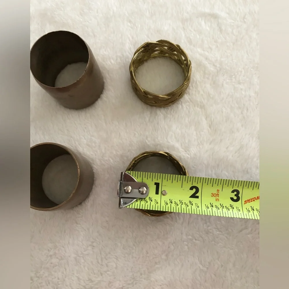 Vintage brass Woven Metal Napkin Rings Set of 4